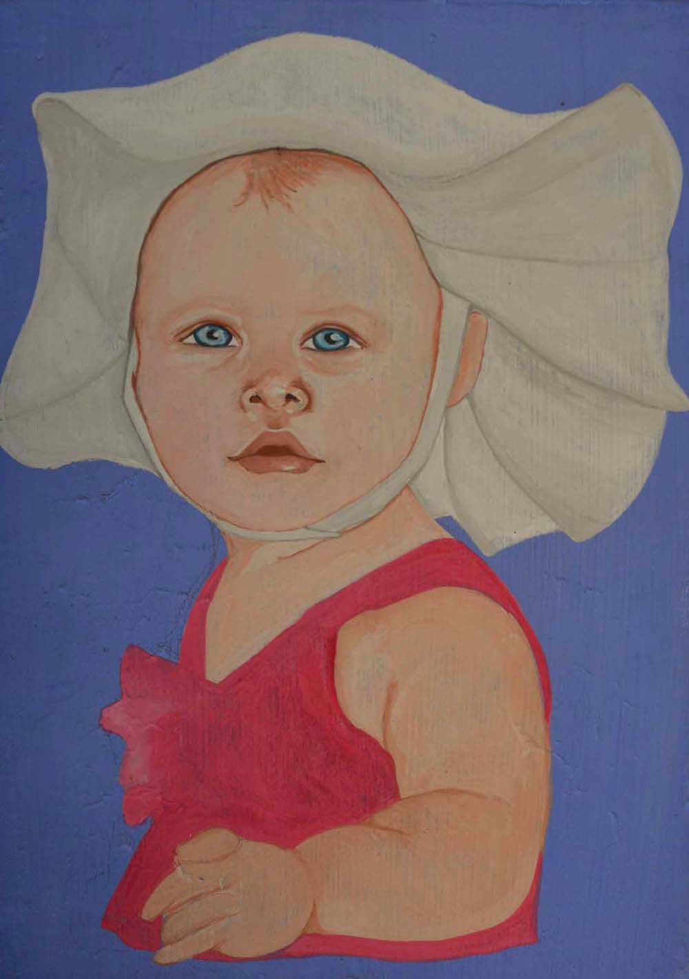 Bambina con cappello bianco - Opera di Anna Maria Broggi illustratrice