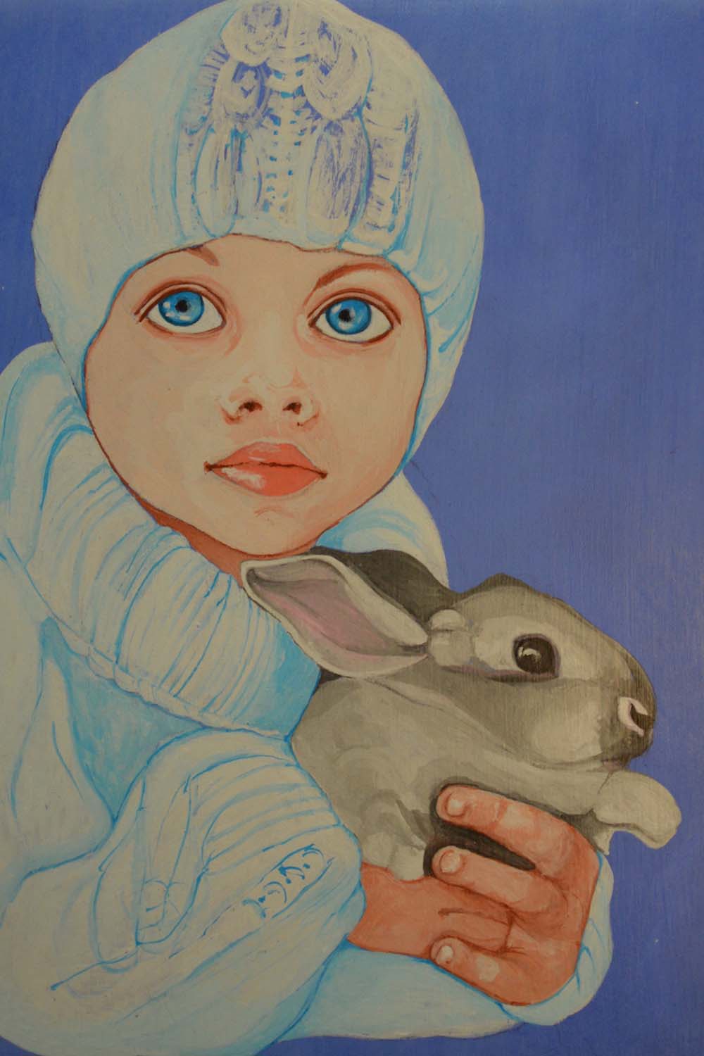 Bambina con coniglio - Opera di Anna Maria Broggi illustratrice