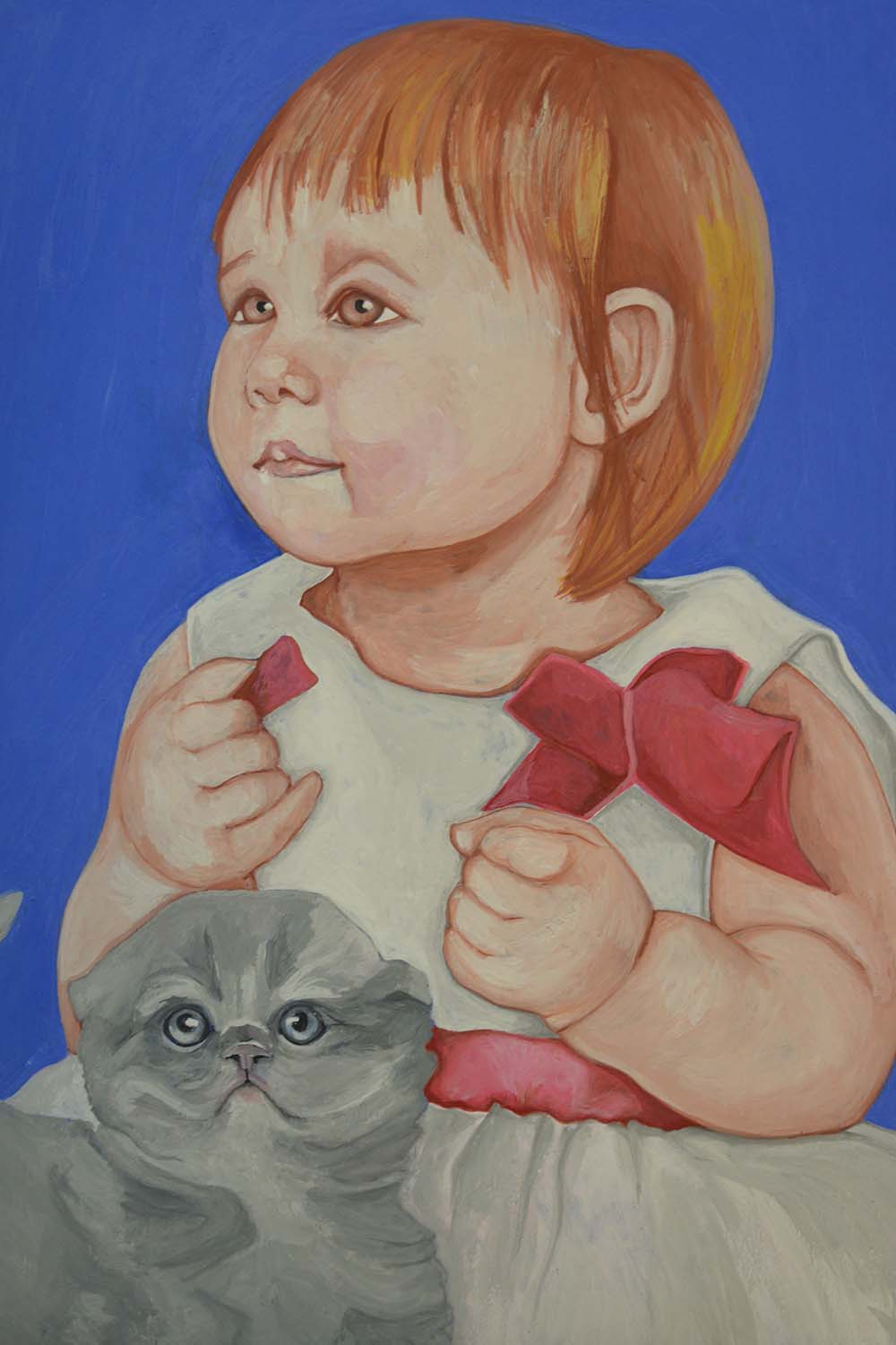 Bambina con gattino - Opera di Anna Maria Broggi illustratrice