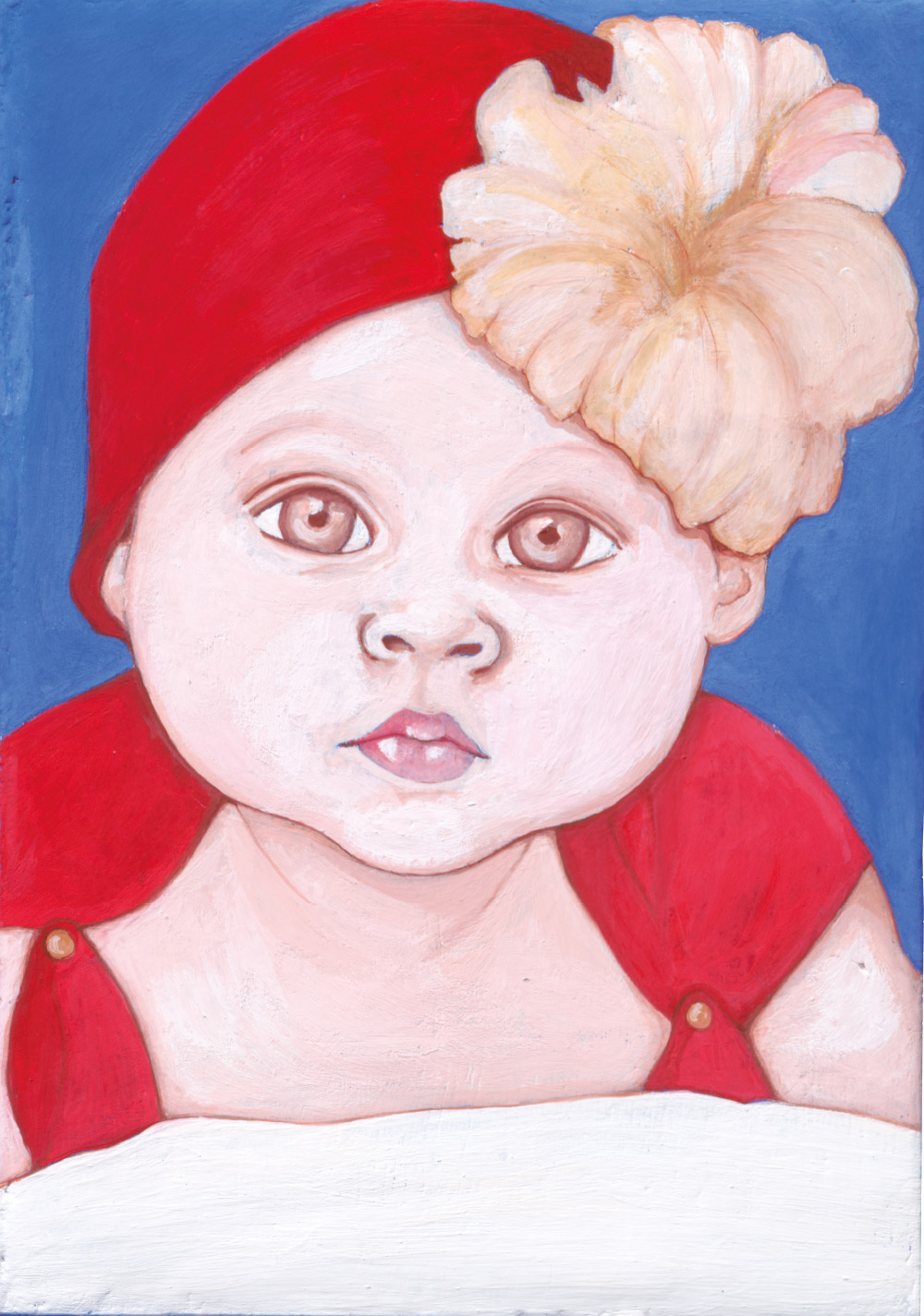 Bambina con cappellino fiorato - Opera di Anna Maria Broggi illustratrice